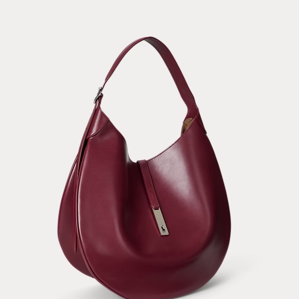 Ralph Lauren Burgundy Leather Large ID Bag - Picture 2 of 6